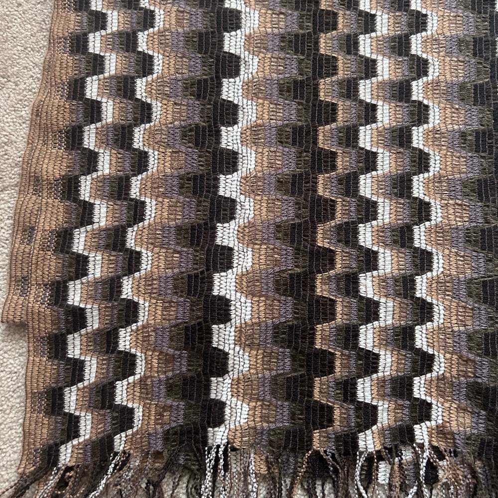 Missoni Zigzag Knit Scarf - Brown and Cream